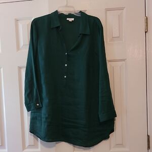 J. Jill Forest Green Linen Tunic Like New Petite Xl